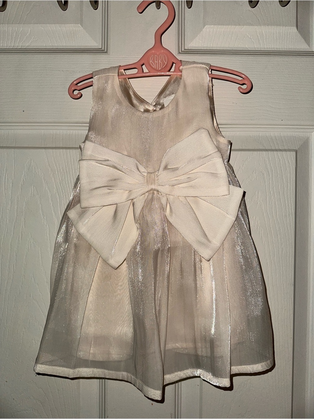 Girls Cream Bow-Front Party Dress